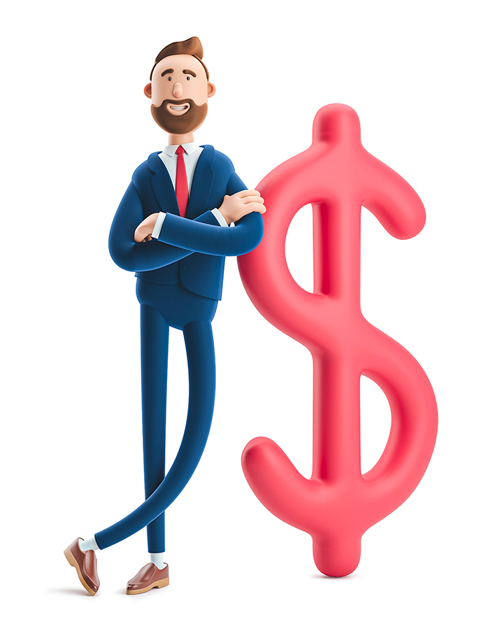 Illustration set. 3d illustration. Businessman Billy with big do